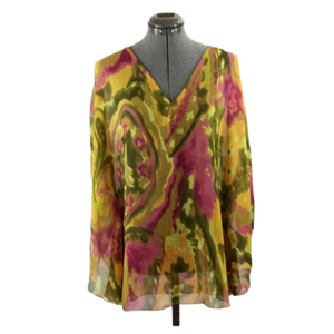 APOLLO Bright Multi-colored Abstract Print Top, Size M. NWT!